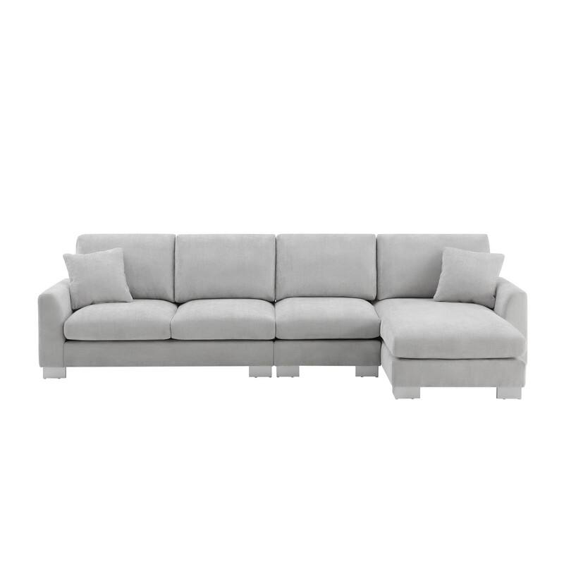 119" Modern Four-Seat L-Shaped Sofa with Two Pillows