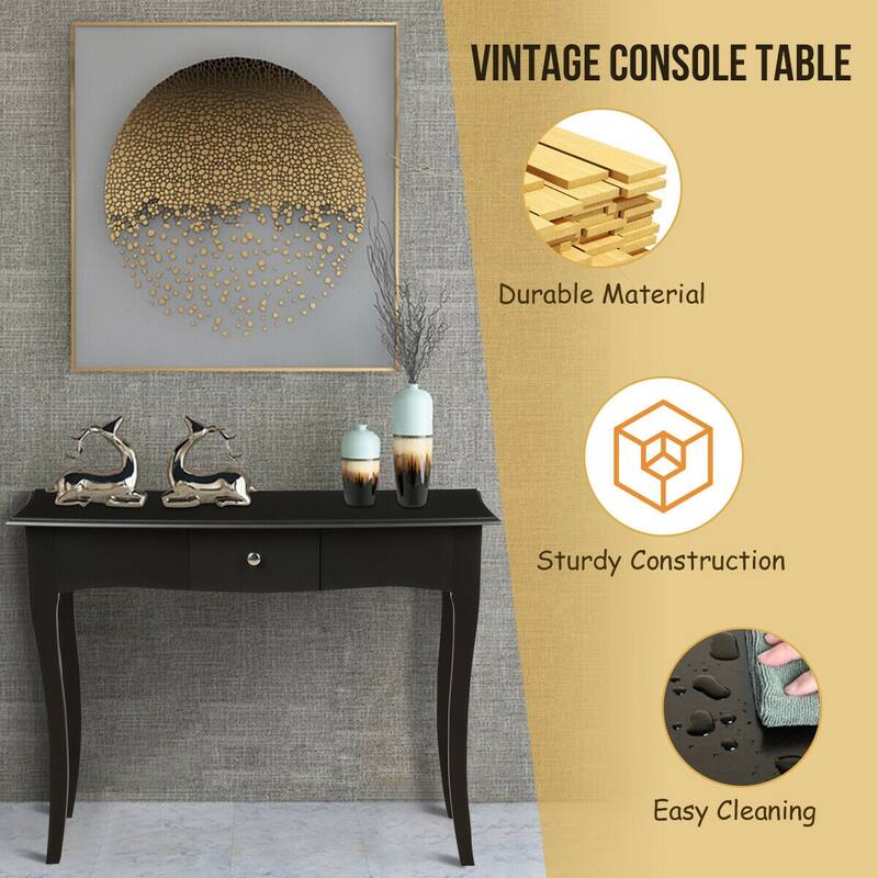 Gymax Wooden Console Table Hallway Entryway Side Sofa Accent Storage - 40''X 14''X 31.5''