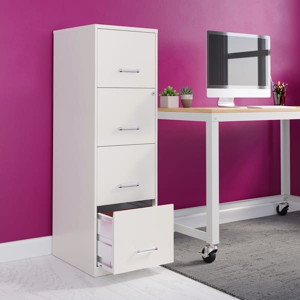 slide 2 of 14, Space Solutions Pearl White 4 Drawer Metal Vertical File Cabinet White