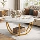 preview thumbnail 21 of 43, 31.7" Round Coffee Table, Rustic 2-Tier Center Table with Storage Open Shelves White/Gold