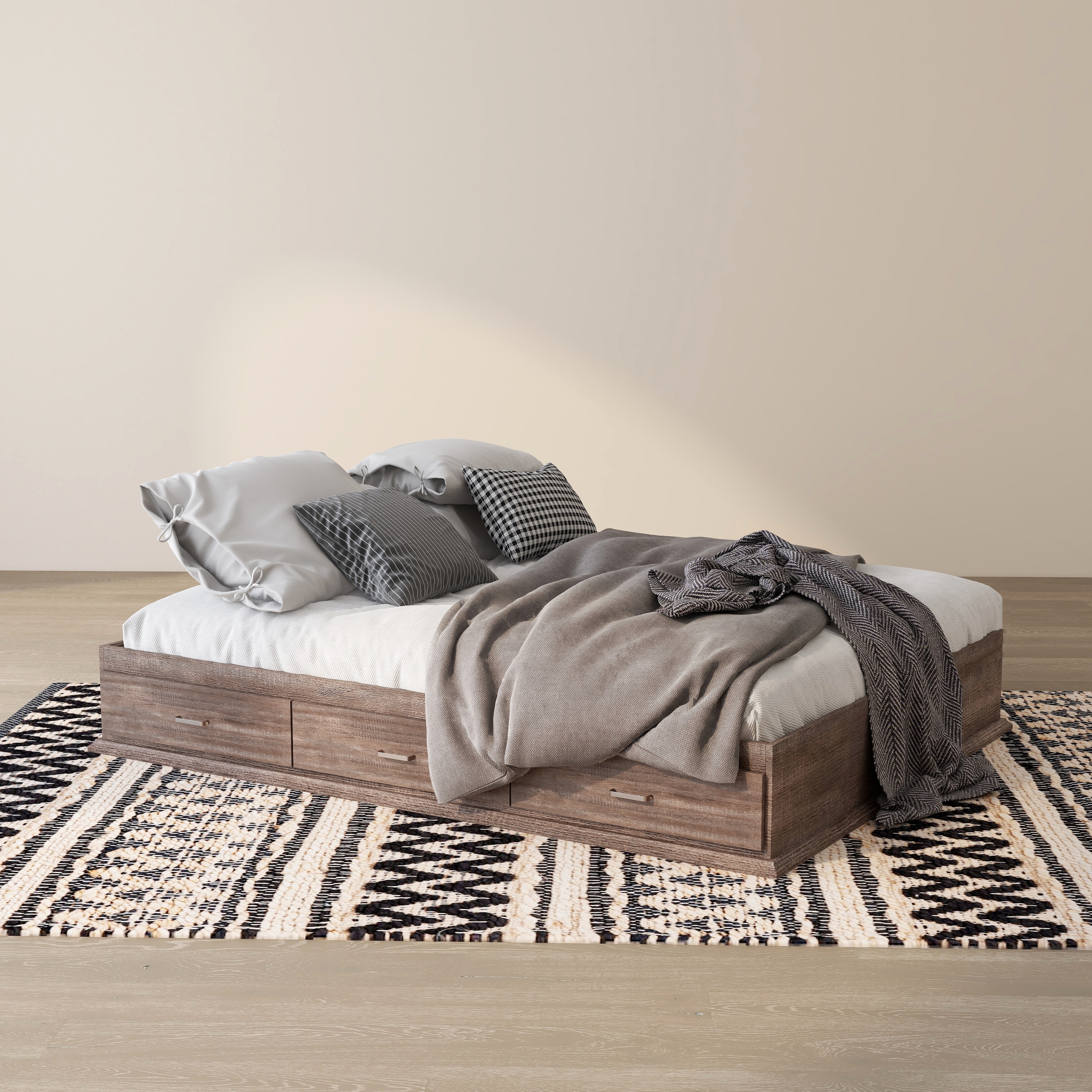 DH BASIC Contemporary 3-Drawer Storage Platform Bed by Denhour