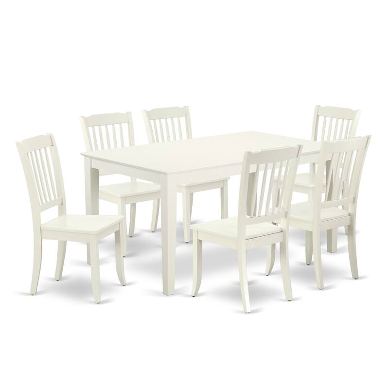 East West Furniture Dining Set- a Rectangle Dinner Table and Kitchen Dining Chairs, Linen White (Pieces Options)
