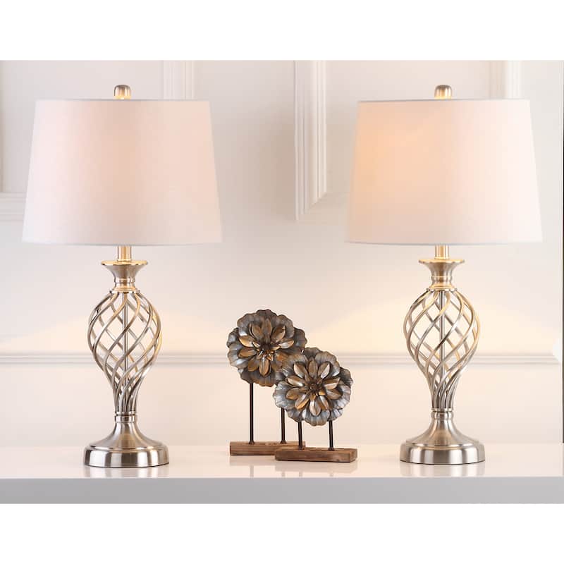 SAFAVIEH Lighting Yesenia 27-inch Urn Nickel Table Lamp (Set of 2) - 14Wx14Dx27H