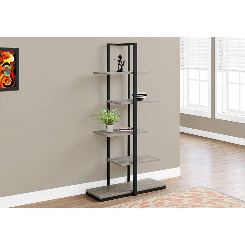 Bookshelf, Bookcase, Etagere, 5 Tier, 60"h, Office, Bedroom, Laminate, Metal, Contemporary, Modern