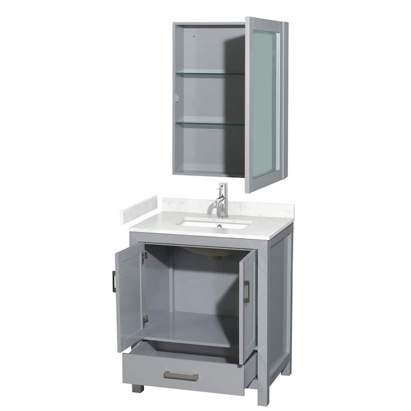 Sheffield Single Bathroom Vanity Set, Cultured Top, Medicine Cabinet