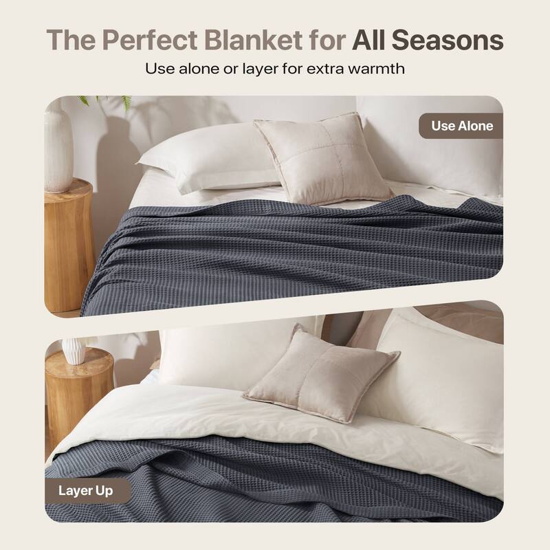 Madison Park Waffle Weave Cotton Blanket
