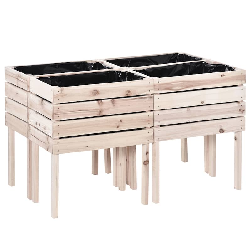Outsunny 4-Piece Raised Garden Beds Wooden Outdoor Planter Boxes with Different Stacking Arrangements