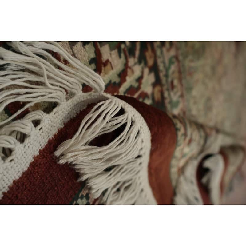 Hand Knotted Oriental Silk Carpet Traditional Floral Oranges & Rust Bokhara Area Rug - 12' 2'' X 8' 11''