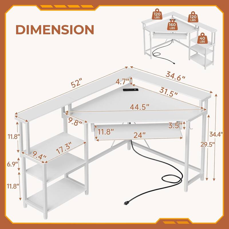 Triangle Corner Desk Small Computer Desk Storage Shelves