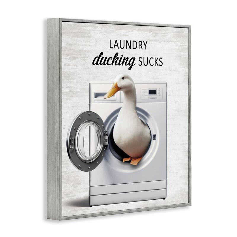 Stupell Funny Laundry & Duck Framed Giclee Art Design By Lettered and Lined