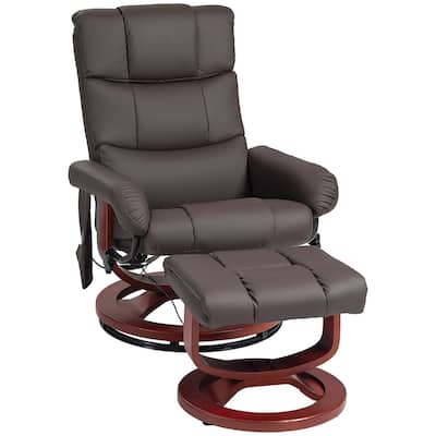 HOMCOM Recliner Chair with Ottoman, Electric Faux Leather Recliner