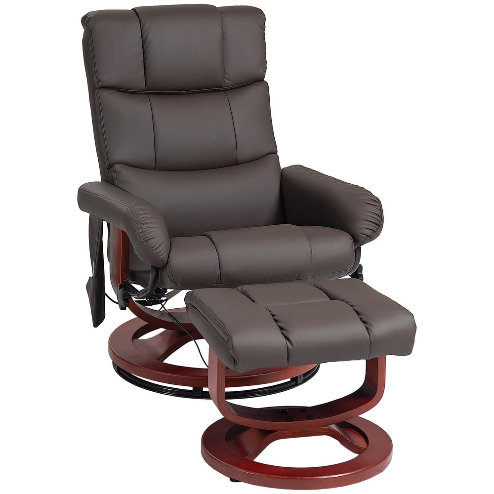 HOMCOM Recliner Chair with Ottoman, Electric Faux Leather Recliner