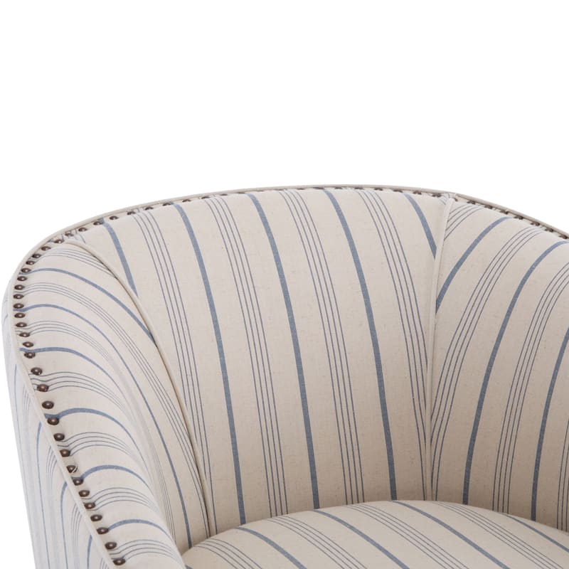 Upholstered Accent Chair, Mid-Century Modern Striped Chair with Wooden Legs, Comfy Lounge Armchair for Living Room
