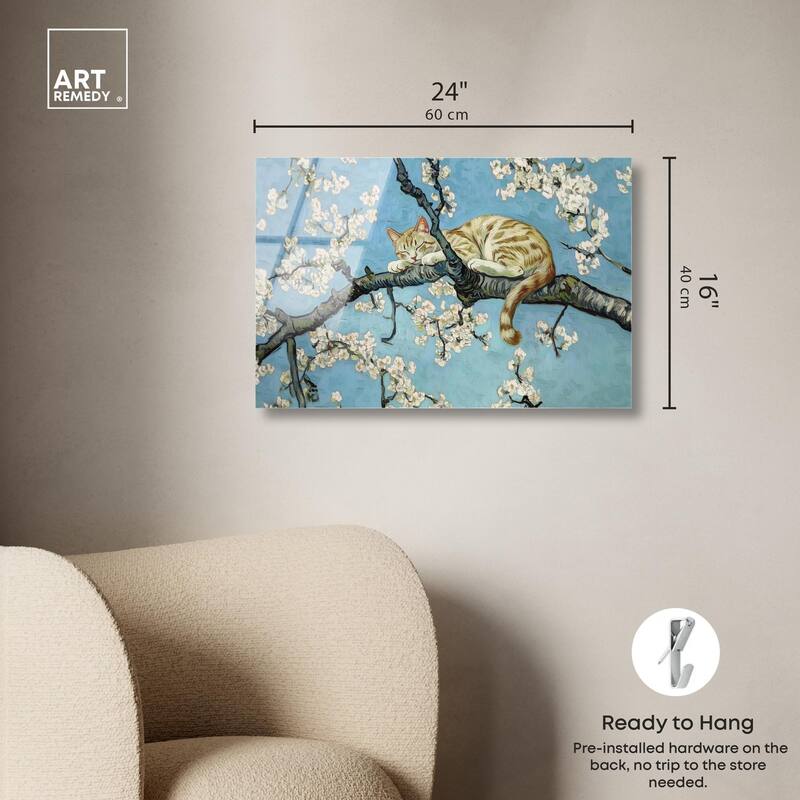 Autumn Blossom Kitten Acrylic by Art Remedy, Ready to Hang