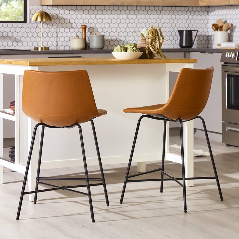 Middlebrook Designs Modern Faux Leather Counter Stool (Set of 2)