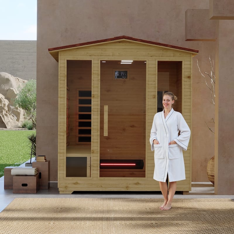 Infrared Sauna up to 4 Person with 15 Minutes Warm-up Heater Tube & Carbon Plate