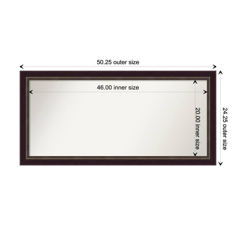 Signore Bronze Framed Non-Beveled Custom Wall Mirror, Bathroom Vanity Mirror - Outer Size: 50.25 x 24.25