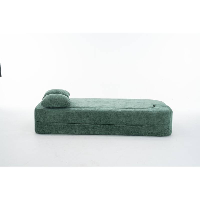3-Seater Convertible Sofa Bed, Chenille Fabric Sleeper Sofa, High-Density Sponge Daybed, No Assembly Required