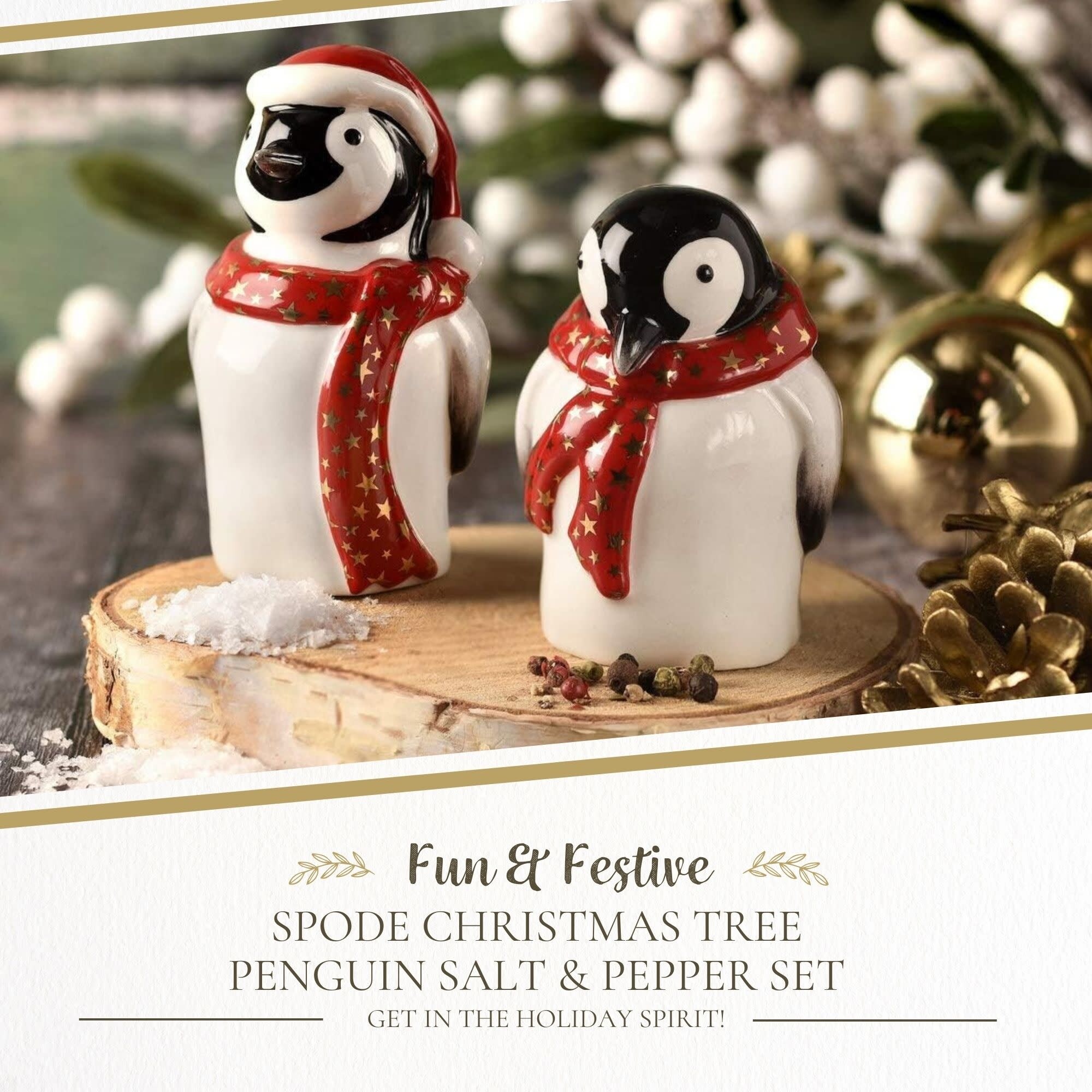 Spode Christmas Tree Penguin Salt and Pepper Set - 4