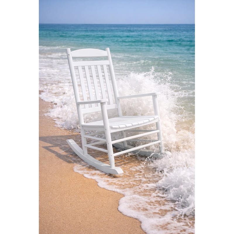 Fratelli White Rocker Poplar Wood Outdoor Rocking Chair