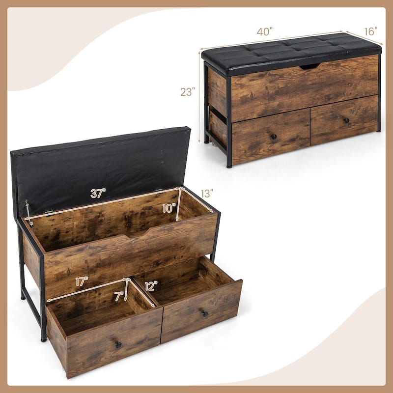 Costway Storage Ottoman Bench Flip Top Wooden Storage Chest with - See Details