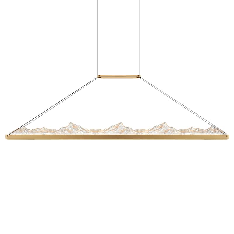Himalayas Integrated LED 62in Brass Chandelier with Handcrafted Glass