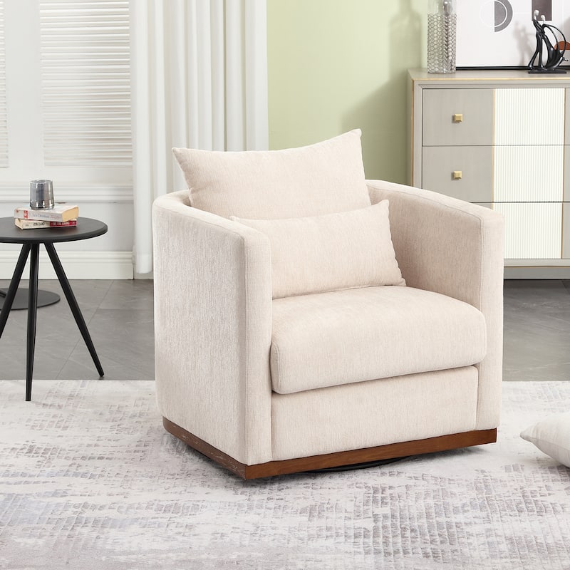 Modern 31.5" Chenille Upholstered 360° Swivel Accent Chair with Sturdy Hardwood Frame for Living Room