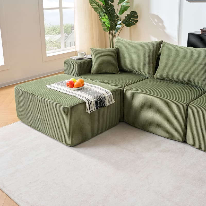 GDFStudio - 6-Piece Modular U-Shaped 128" Sectional Sofa with Chaise Lounge