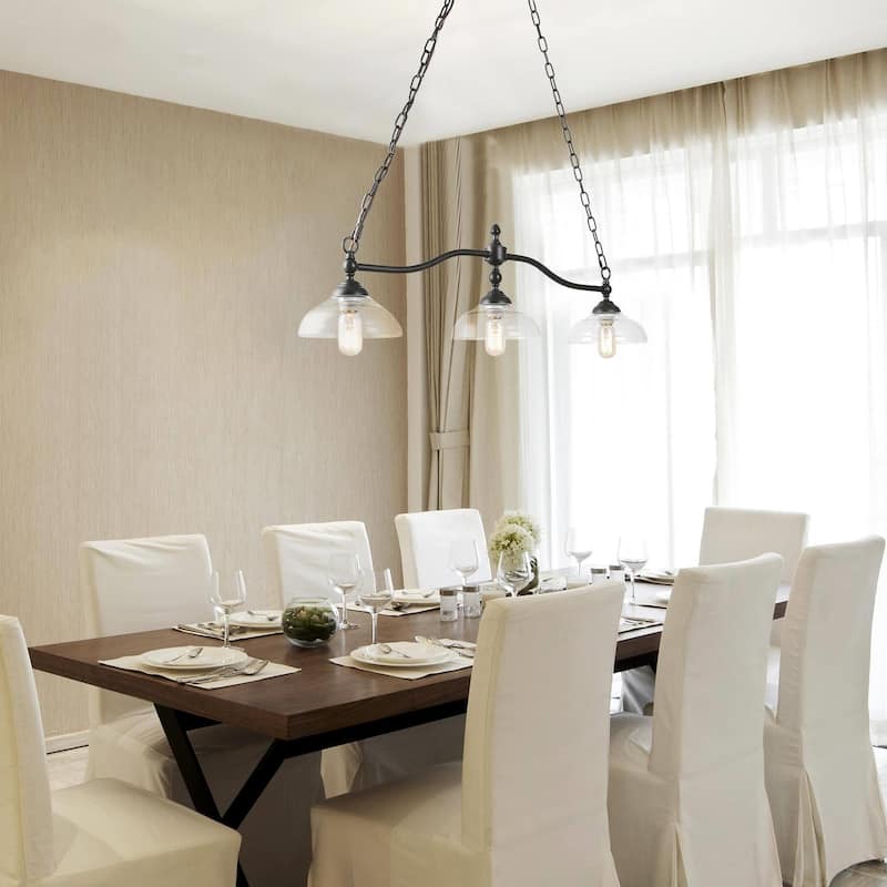 Carbon Loft Miskimins 3-light Oil-rubbed Bronze Chandelier Linear Glass Kitchen Island - L38"xW7.9"xH8.3"