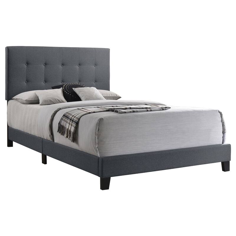 Mapes Transitional Fabric Upholstered Tufted Panel Bed
