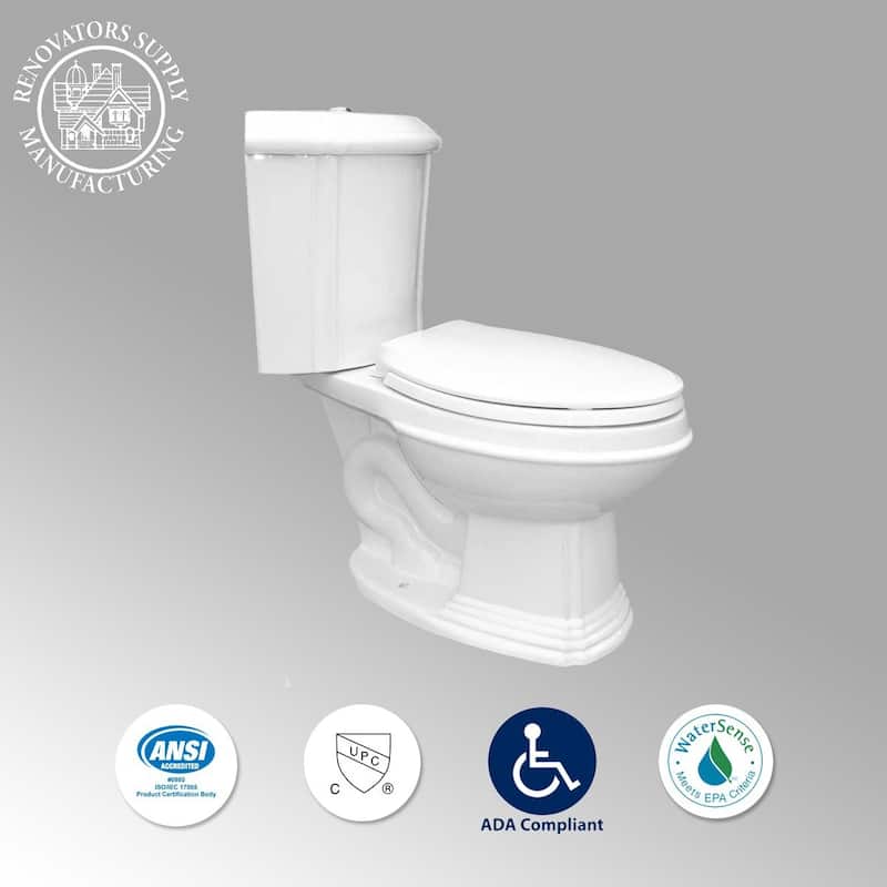 Sheffield White Porcelain Corner Two Piece Toilet with Elongated Bowl, Slow Close Seat and Dual Flush