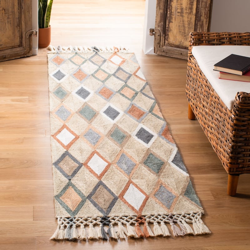 SAFAVIEH Handmade Sahara Alivia Moroccan Jute Rug - 2'3" x 8' Runner - Beige/Rust