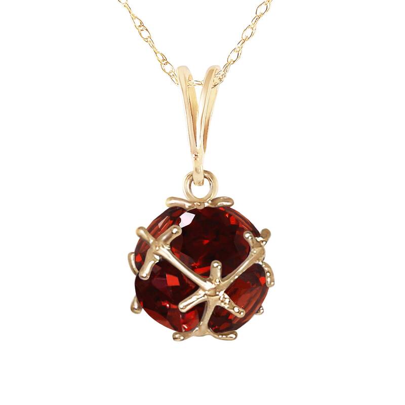 3.70 Carat 14K Solid Gold Garnet Necklace Gemstone Genuine Royal - 18 Inch - Yellow
