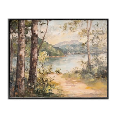 Stupell Peaceful Lakeside Landscape Framed Giclee Art Design By Petal Prints Design