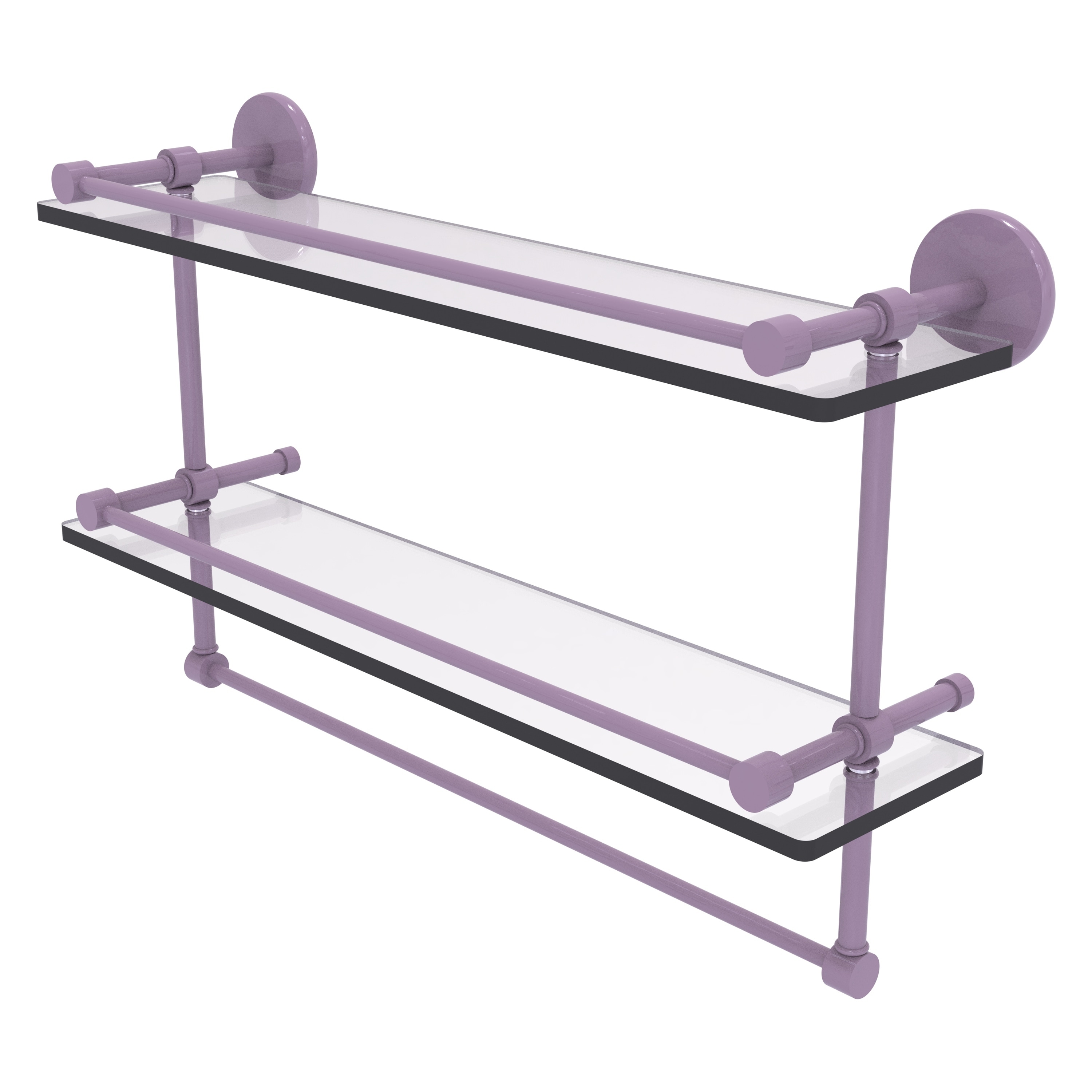 Allied Brass 16 Inch Gallery Double Glass Shelf with Towel Bar