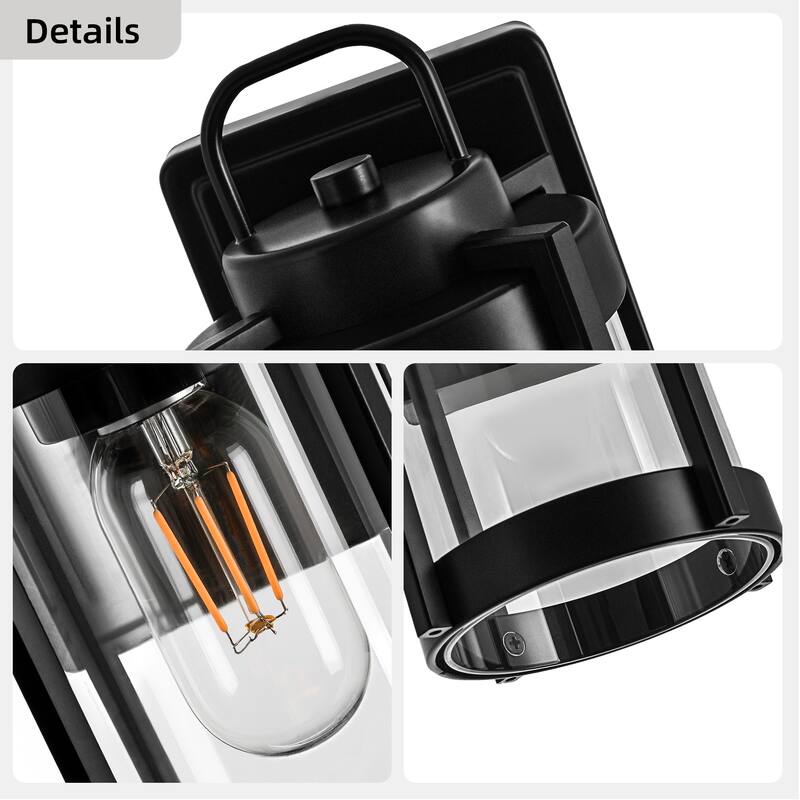 Matte Black Farmhouse Outdoor Wall Lantern Sconce - 3 Variants (11in 1-Light/14in 1-Light/17in 3-Light), Clear Glass, Wet Rated