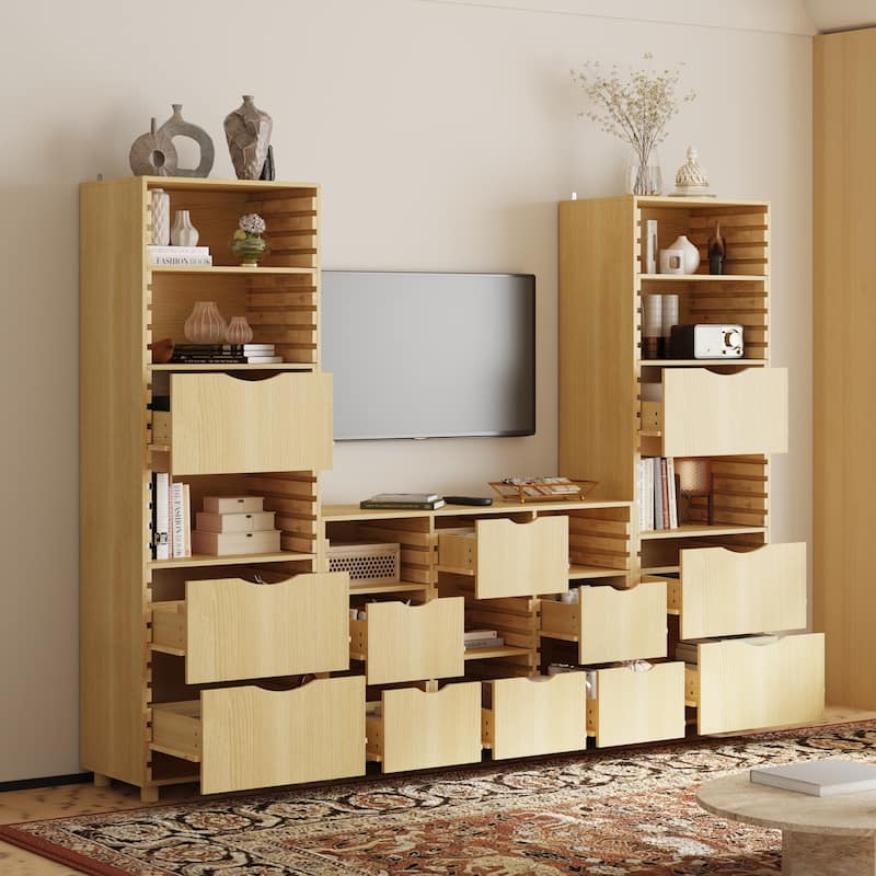 Entertainment Combo Units 2 Storage Cabinets and TV Stand Console Sets