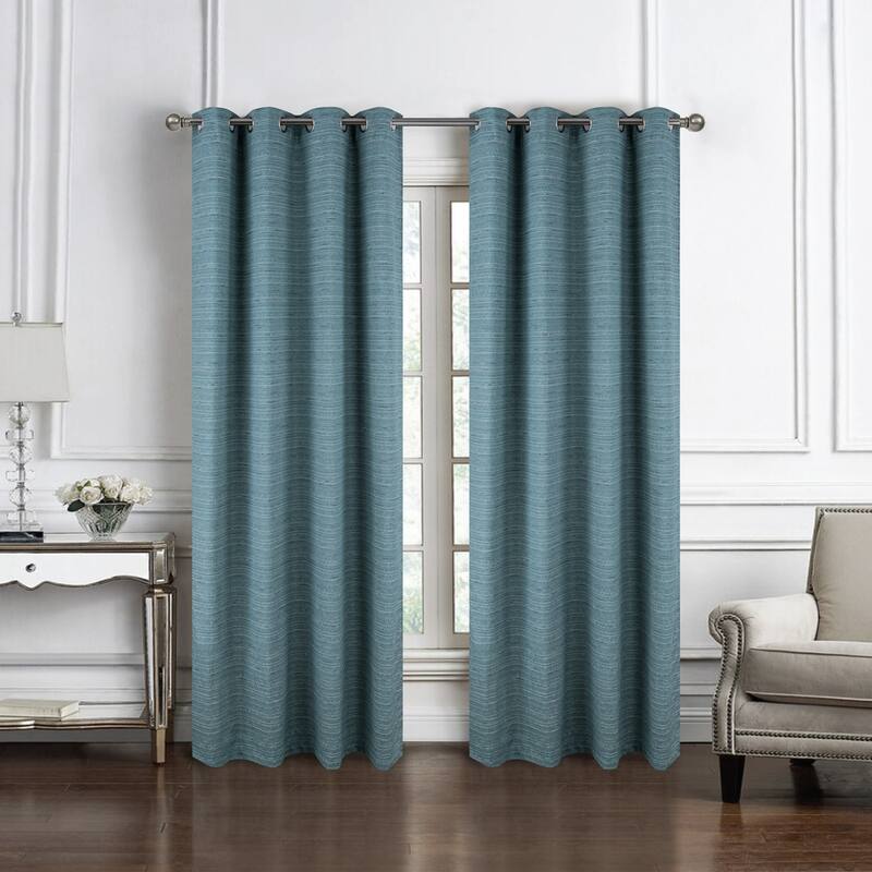 Kensington Striped Texture Window Curtain Panel 84" or 95" - 54" x 95" - Wedgewood