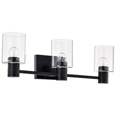 Clarksville 3 Light Vanity Matte Black with Clear Glass