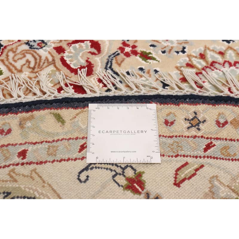 ECARPETGALLERY Hand-knotted Nain Dark Navy Silk, Wool Rug - 5'11 x 5'11