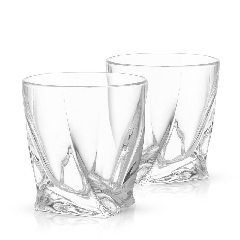 JoyJolt Atlas Non-Leaded Crystal Old Fashioned Whiskey Glass, 10.8 Ounce Set of 2 - 10.8 oz