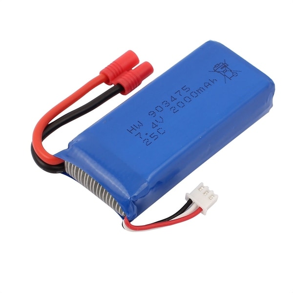 DC 7.4V 2000mAh Rechargable Lithium Battery Pack for Aircraft Blue w Banana Plug