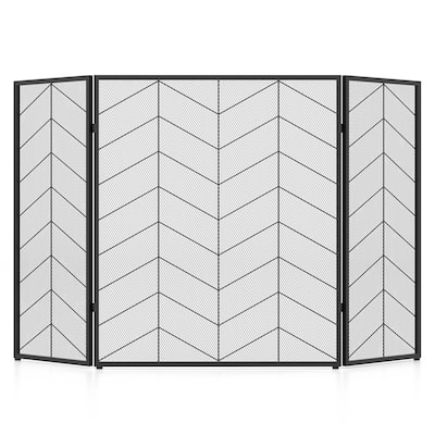 Costway 52 x 31 Inch Fireplace Screen 3-Panel Spark Guard with Chevron - See Details