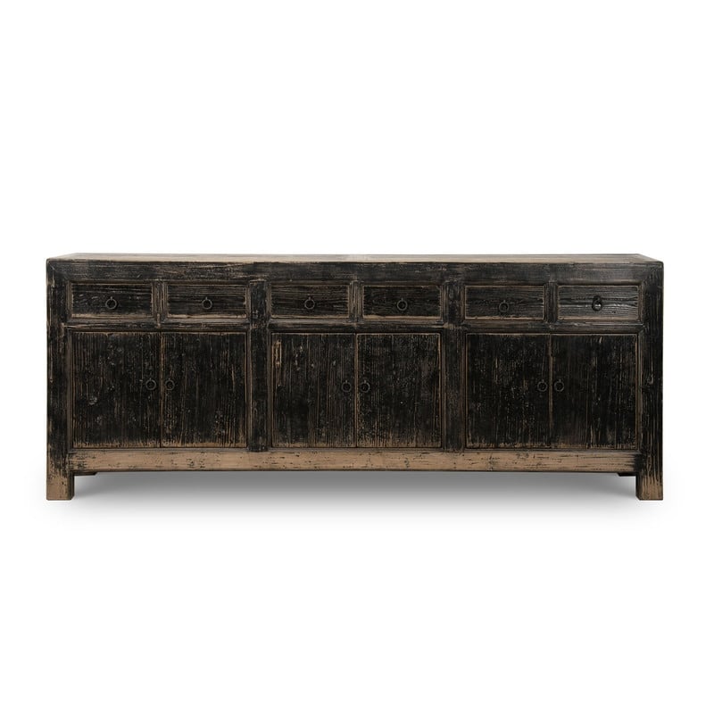 Approx. 91" Sideboard with Six Drawers Distressed Black