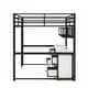 preview thumbnail 7 of 11, Black Full Size Metal Loft Bed with Desk, Drawers and Bedside Tray, Charging Station, USB and Socket