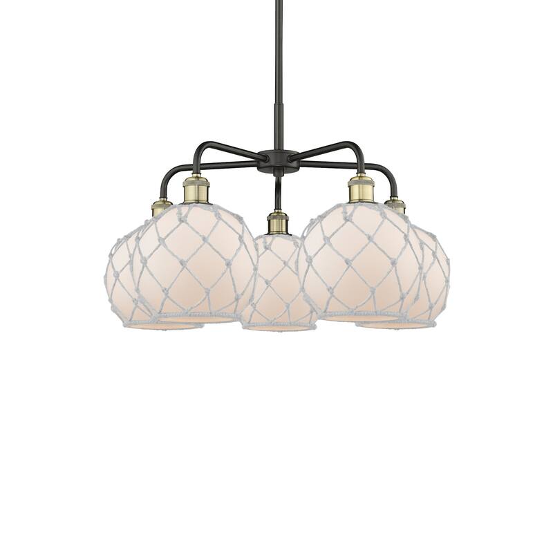Innovations Lighting 516-5CR-16-27 Farmhouse Rope Chandelier Farmhouse - Black Antique Brass / White Glass with White Rope