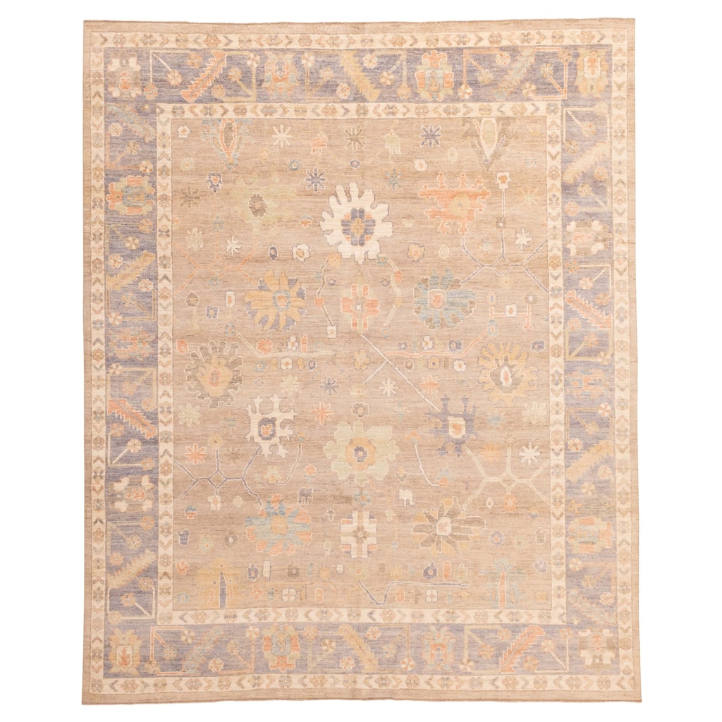 ECARPETGALLERY Hand-knotted Modern Oushak Brown Wool Rug - 8'1 x 9'8