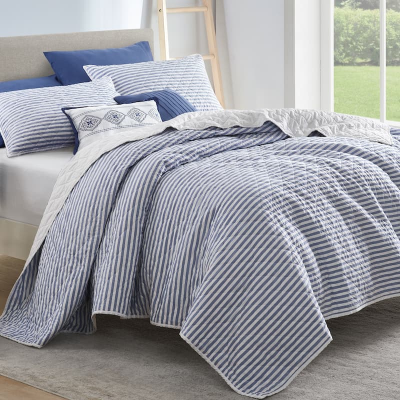 Wonderful 5 Piece Striped Coverlet Set