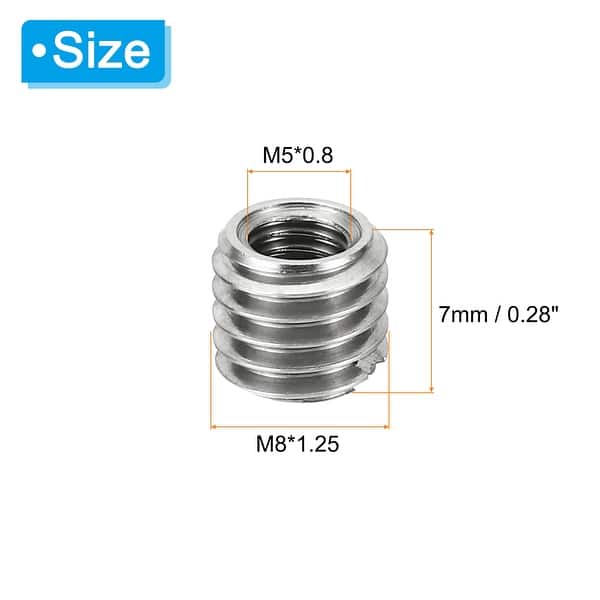 10pc Thread Repair Insert Nut Adapters Reducer M8x1.25 to M5x0.8, 7mm