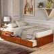 preview thumbnail 1 of 15, Nestfair Twin Size Platform Storage Bed with 3-Drawers Oak